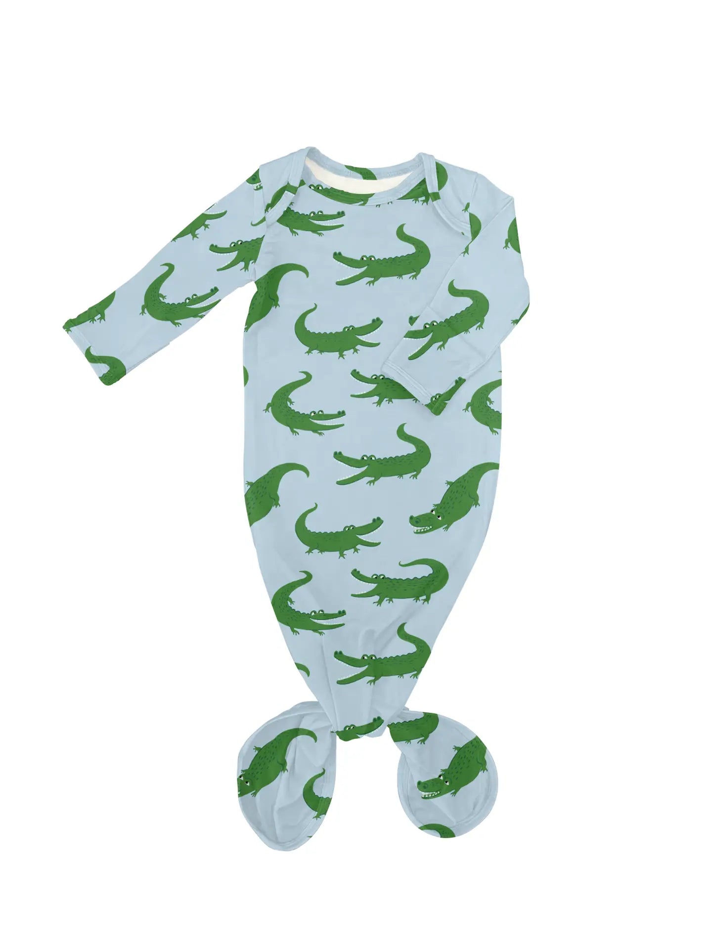 Knotted Gown in Blue Alligators