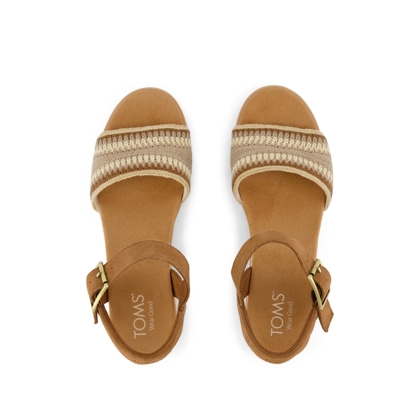 Diana Wedge in Almond Crocheted Suede