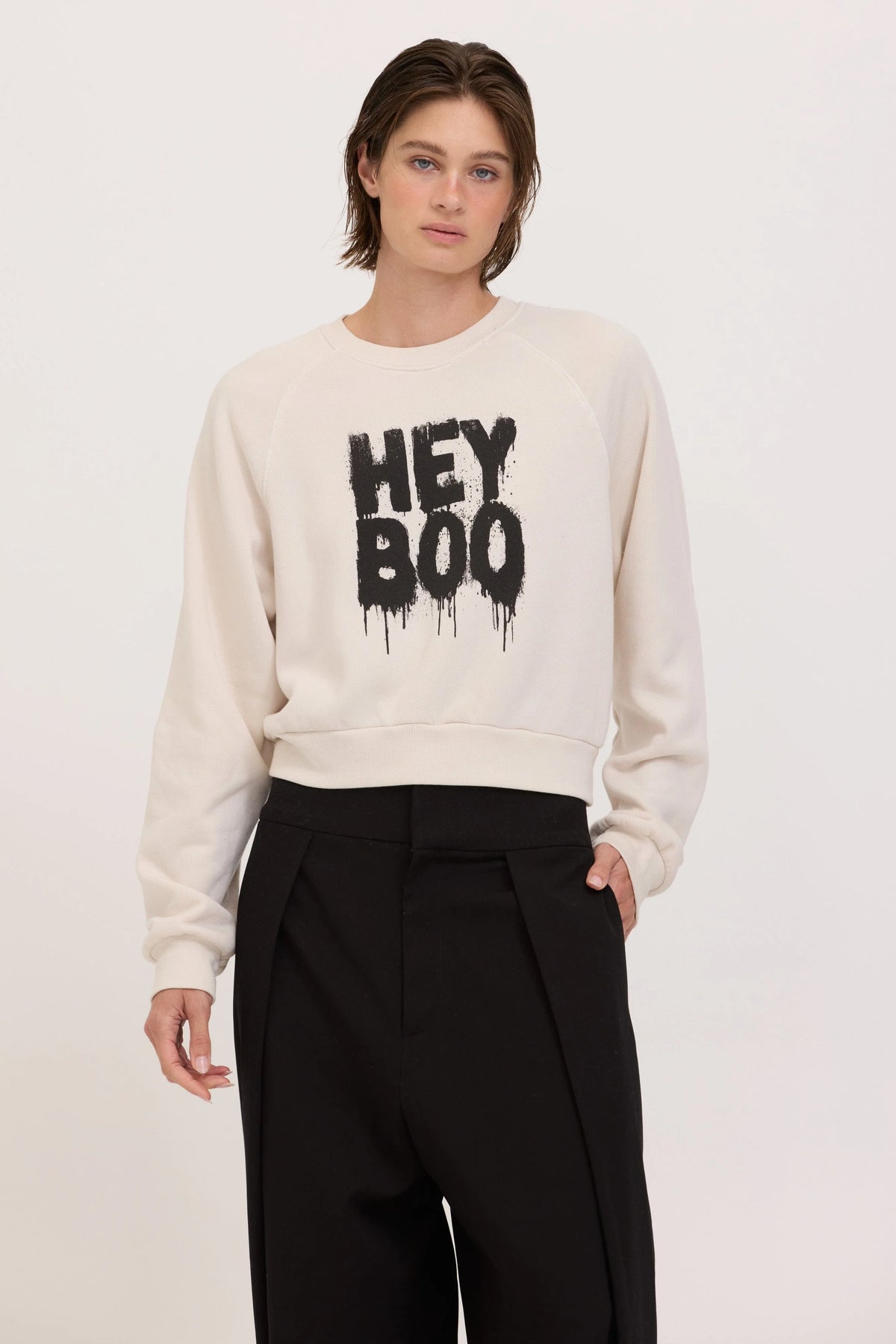 Hey Boo Sweatshirt in Vintage White