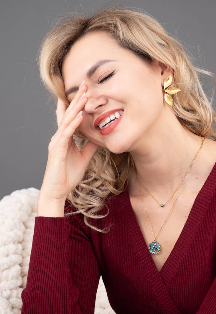 Golden Canopy Leaf Earrings