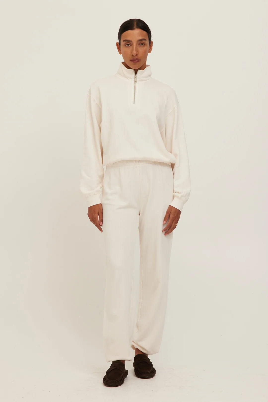 Studio Quarter Zip in Cream