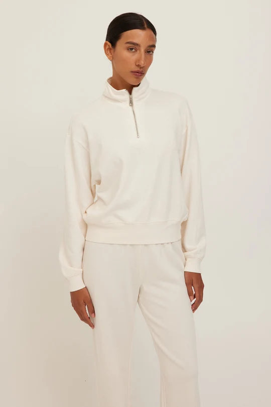 Studio Quarter Zip in Cream
