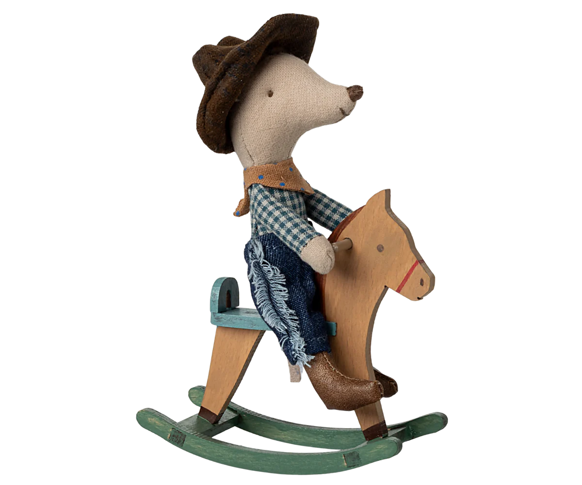 Cowboy mouse on rocking horse (Little brother)