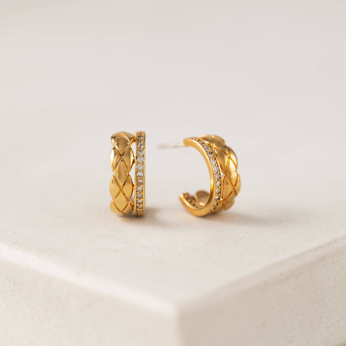 Solana Double Huggie Hoop Earrings in Gold