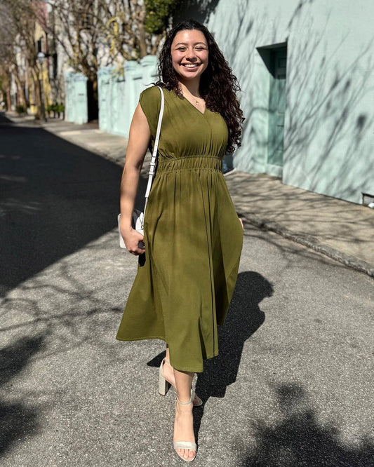 Hampton Dress in Olive Branch