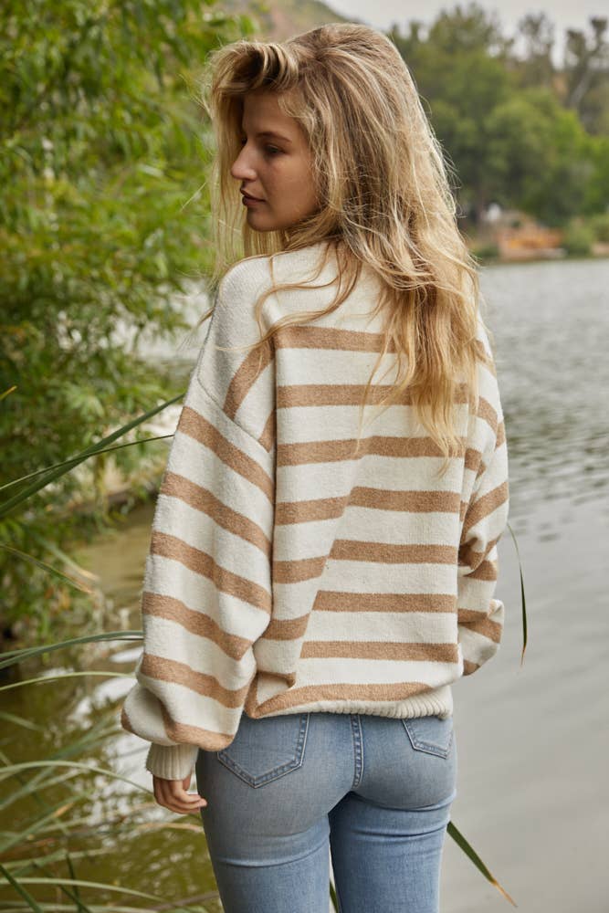 Davis Stripe Sweater in Ivory