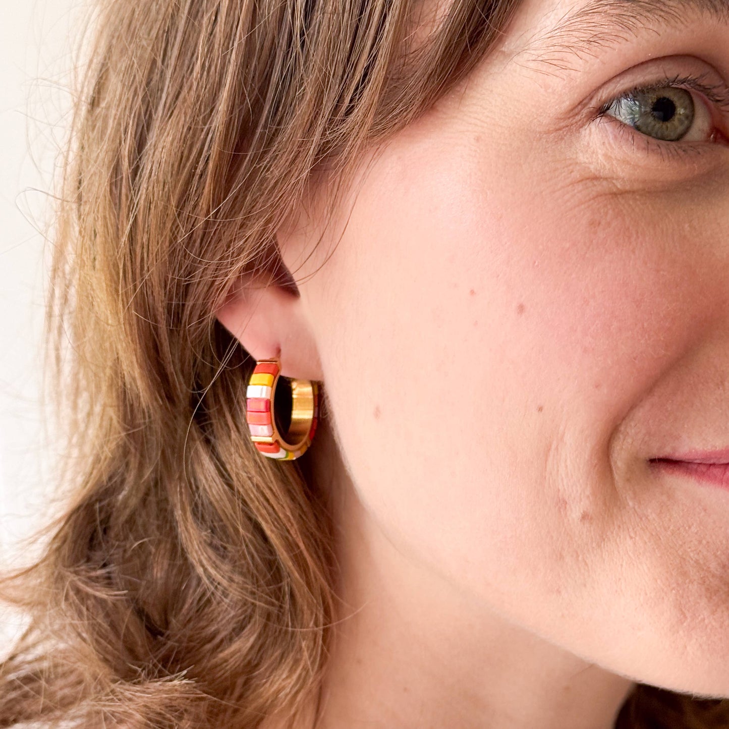 Colorful Tila Bead Hoop Earrings