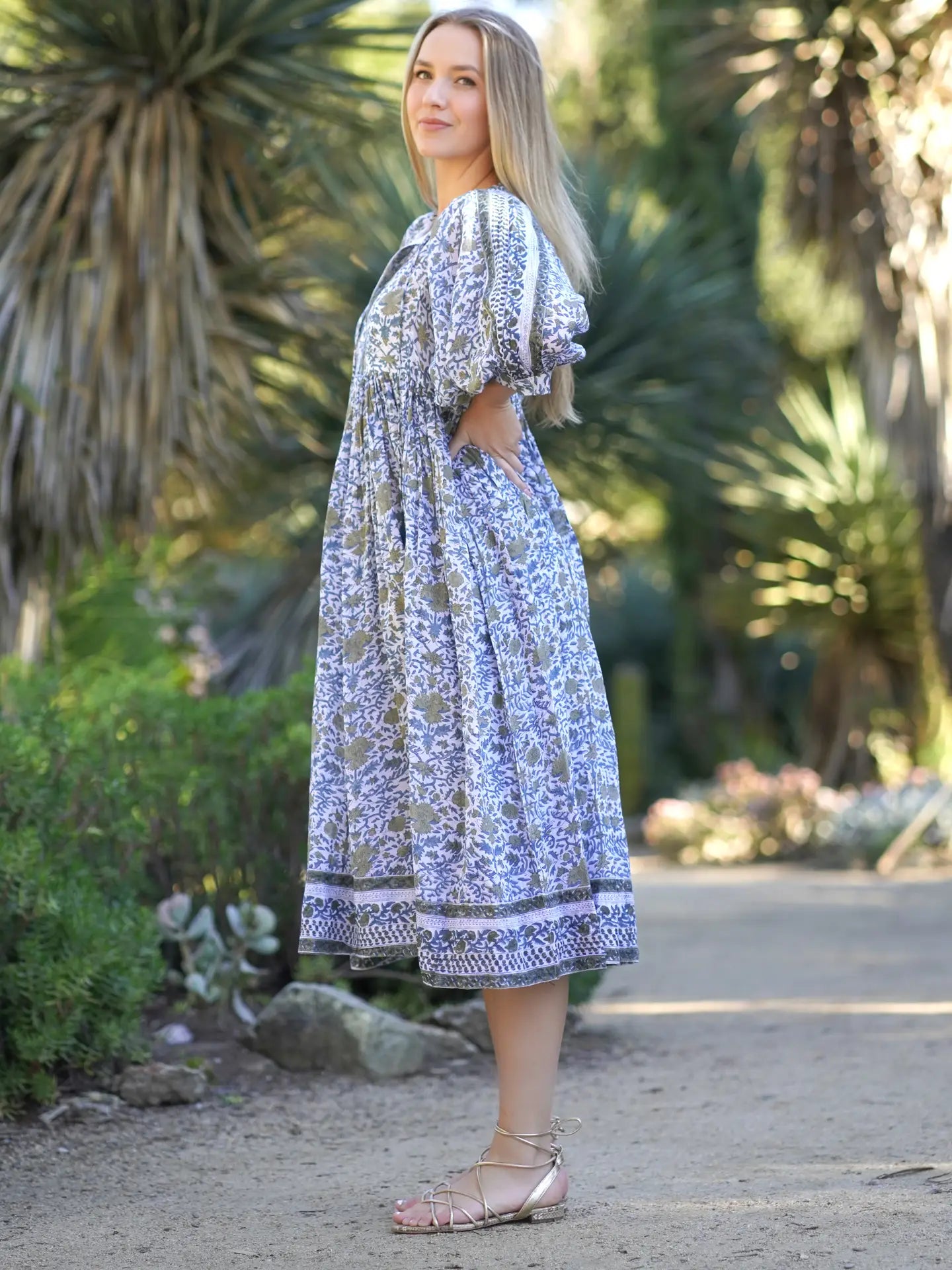 Mylah Midi Dress in Teal Olive