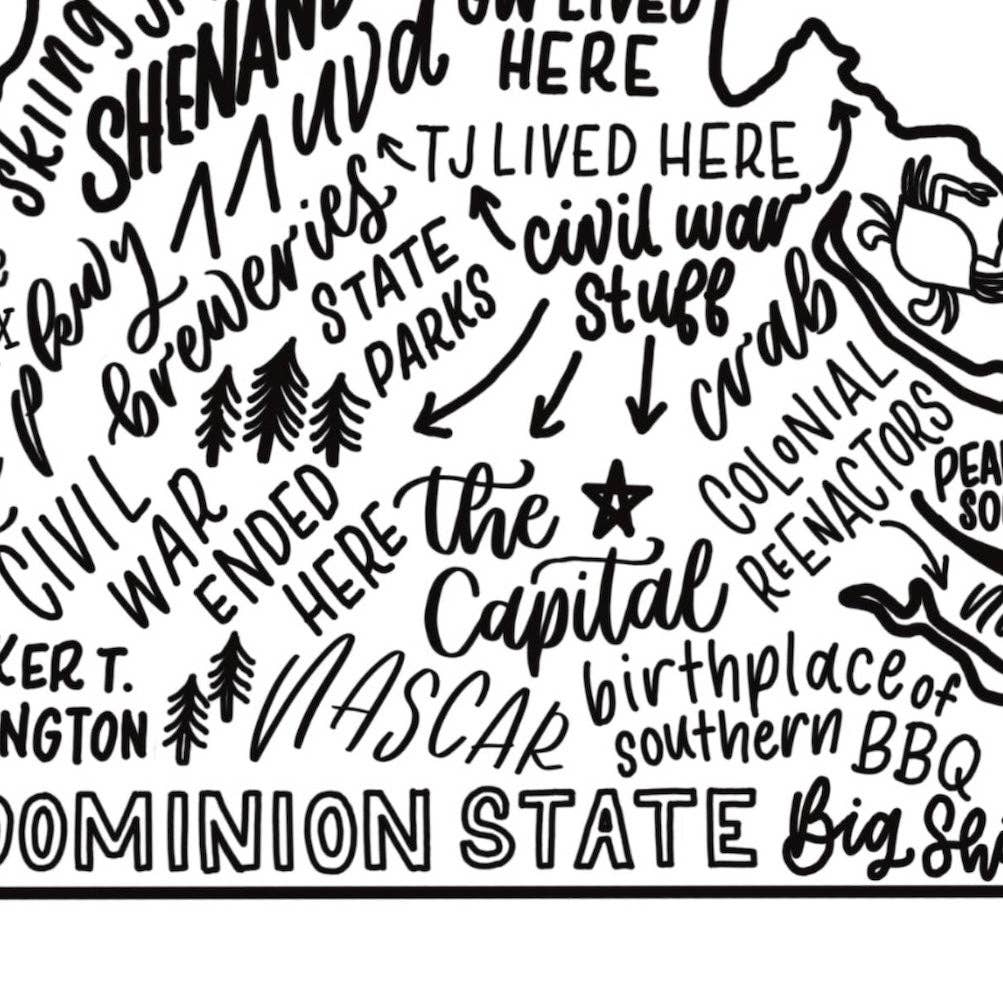Virginia State Map Greeting Card | Virginia Made