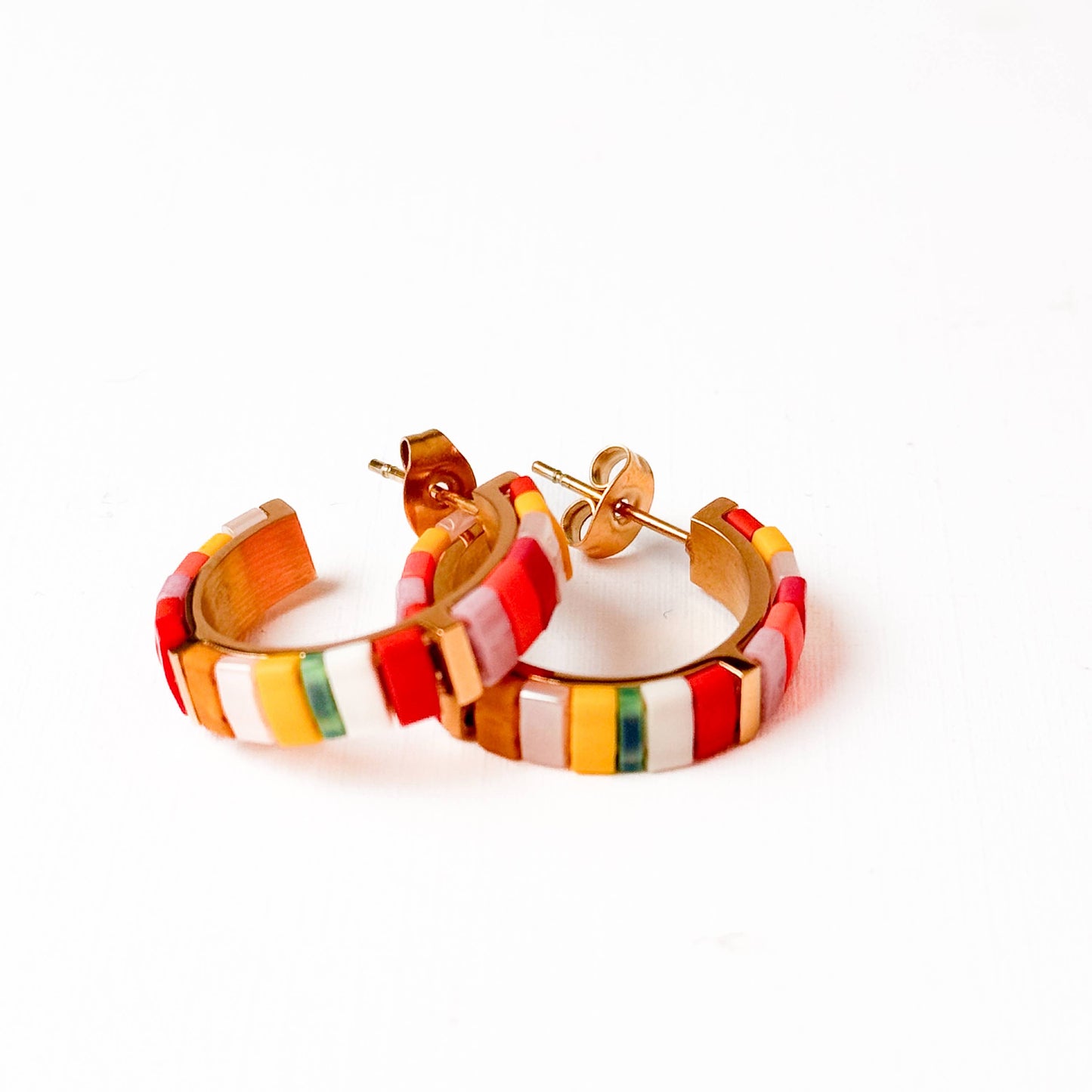 Colorful Tila Bead Hoop Earrings