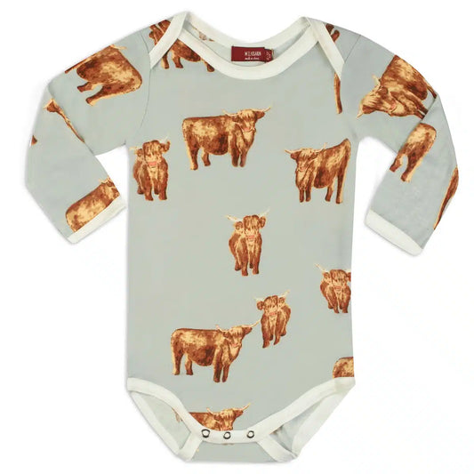 Long Sleeve Onesie in Highland Cow