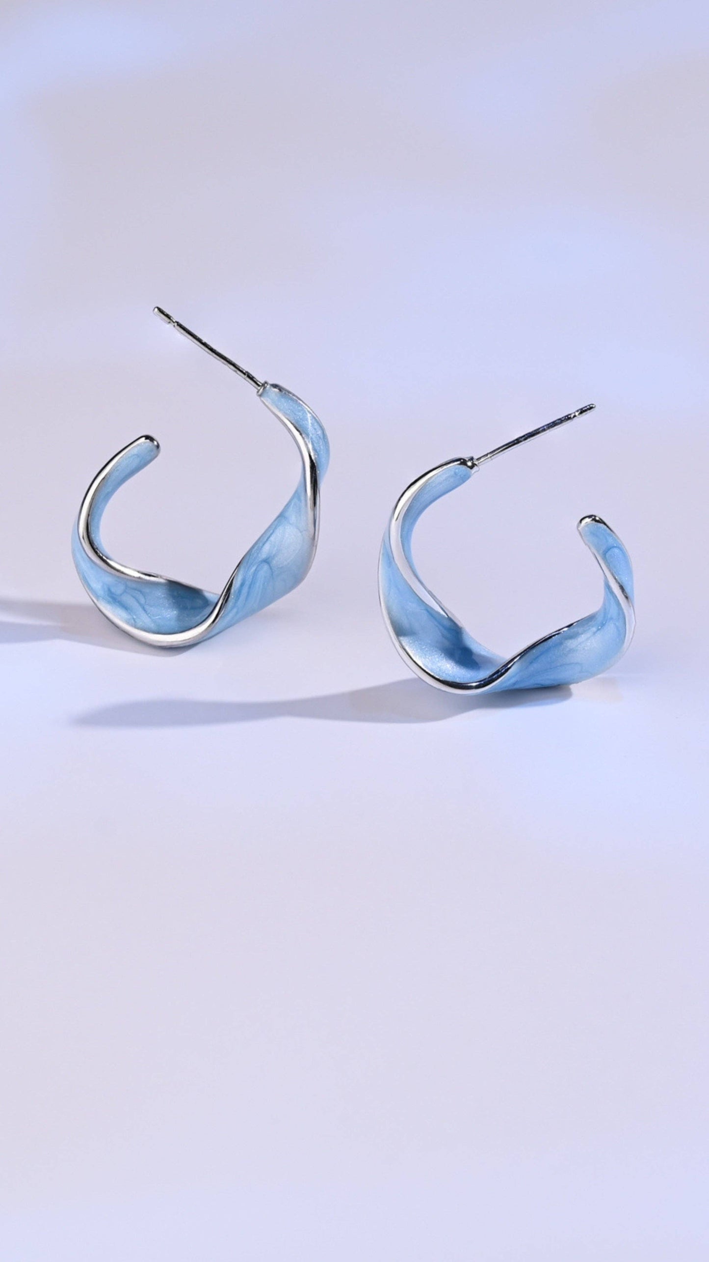 With a Twist Hoop Earrings in Sky Blue