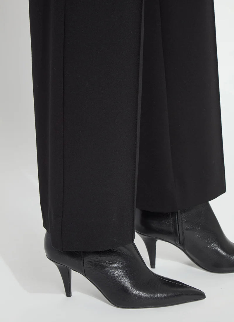Nadia Zip Front Ponte Pants in Black