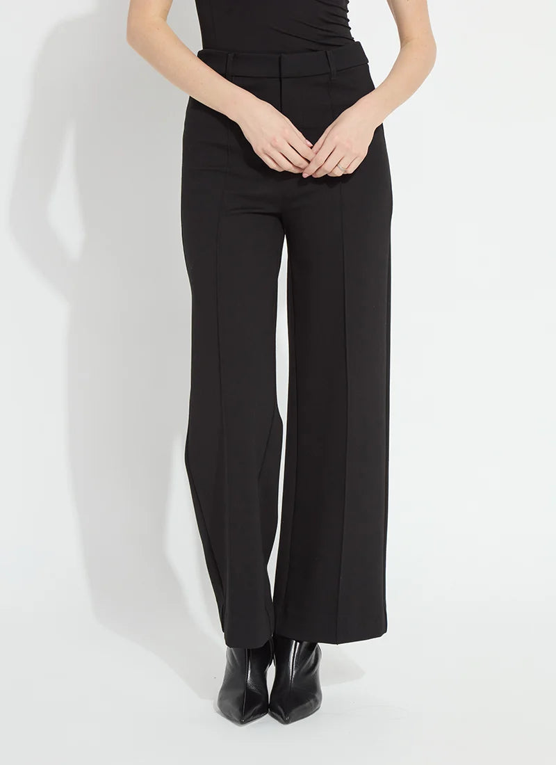 Nadia Zip Front Ponte Pants in Black