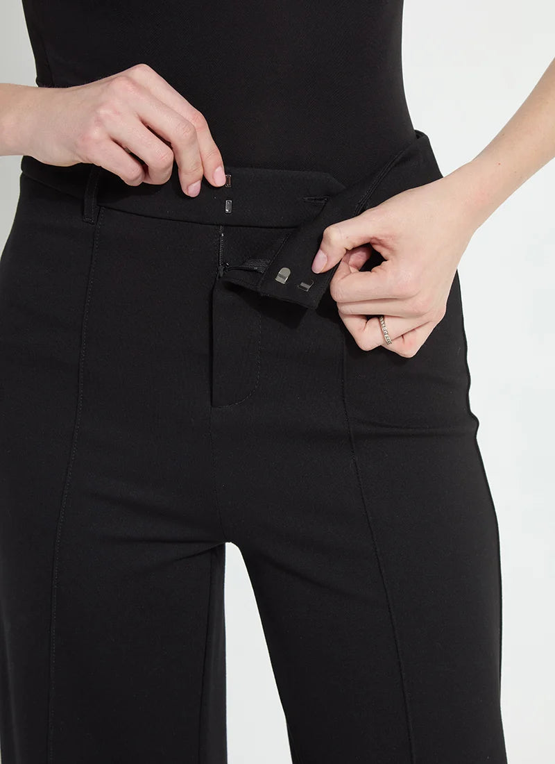 Nadia Zip Front Ponte Pants in Black