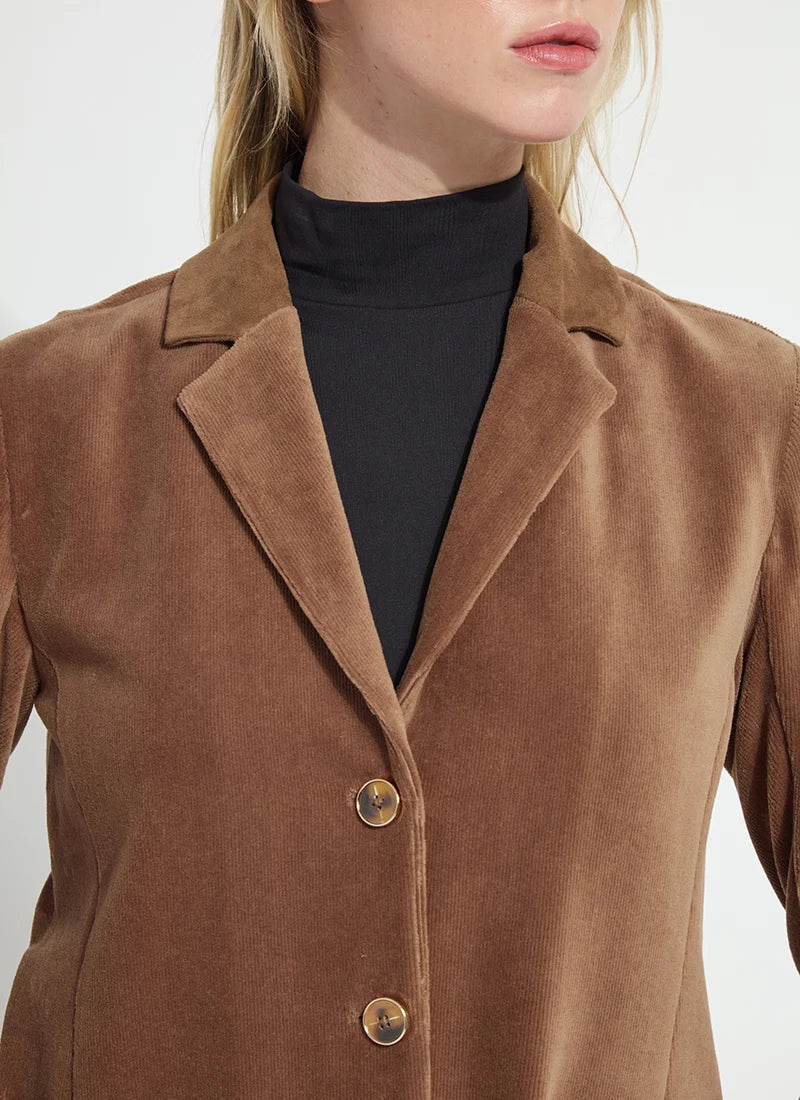 Tilda Stretch Baby Cord Blazer in Antique Toffee