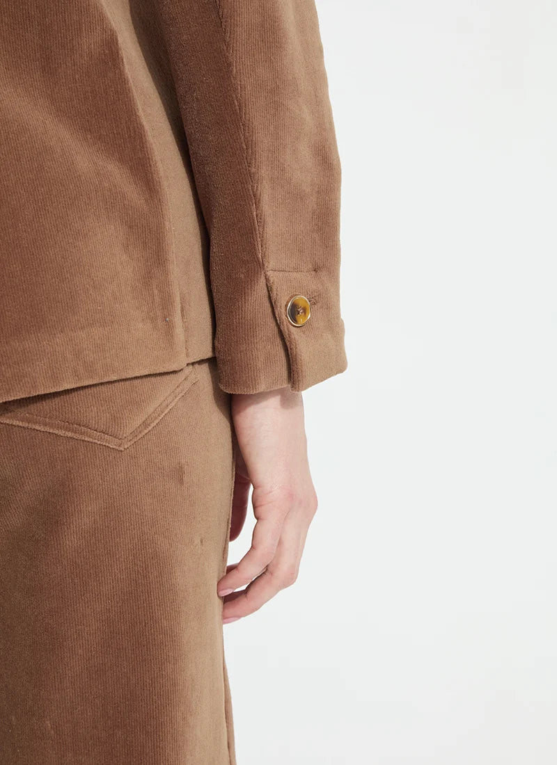 Tilda Stretch Baby Cord Blazer in Antique Toffee