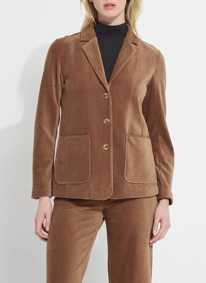 Tilda Stretch Baby Cord Blazer in Antique Toffee