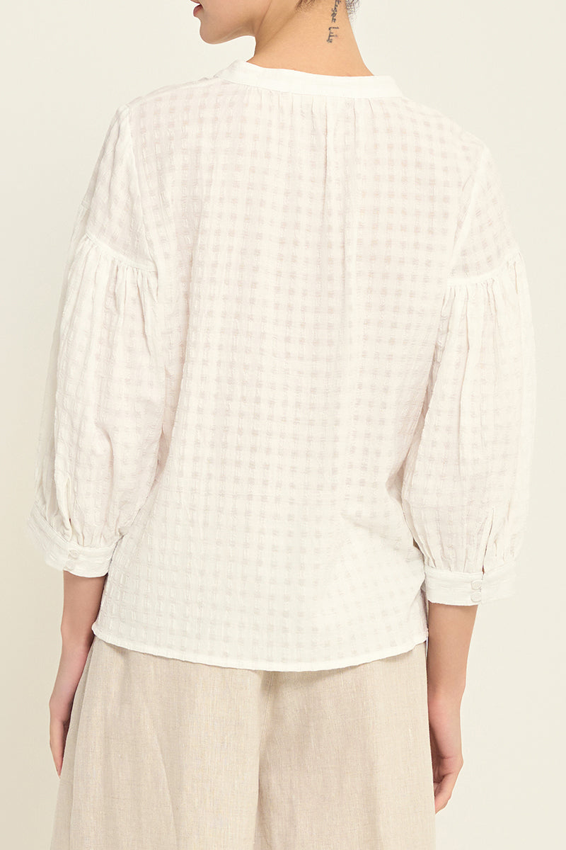 Shadow Gingham Blouse in Off White