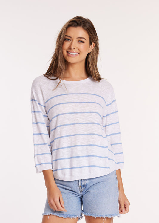 Lucy Swing Sweater in Ocean and White