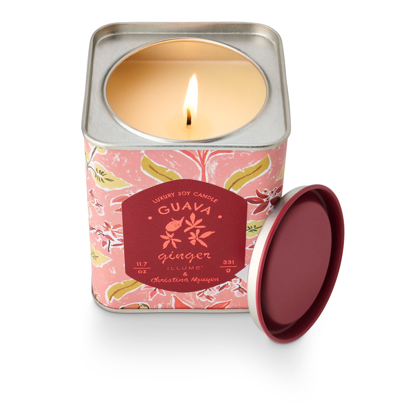 Guava Ginger Printed Square Tin Candle