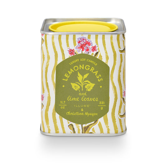 Lemongrass and Lime Leaves Printed Square Tin Candle