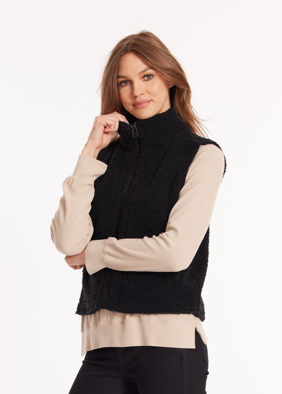  Cozy Sherpa Vest in Black - product photo