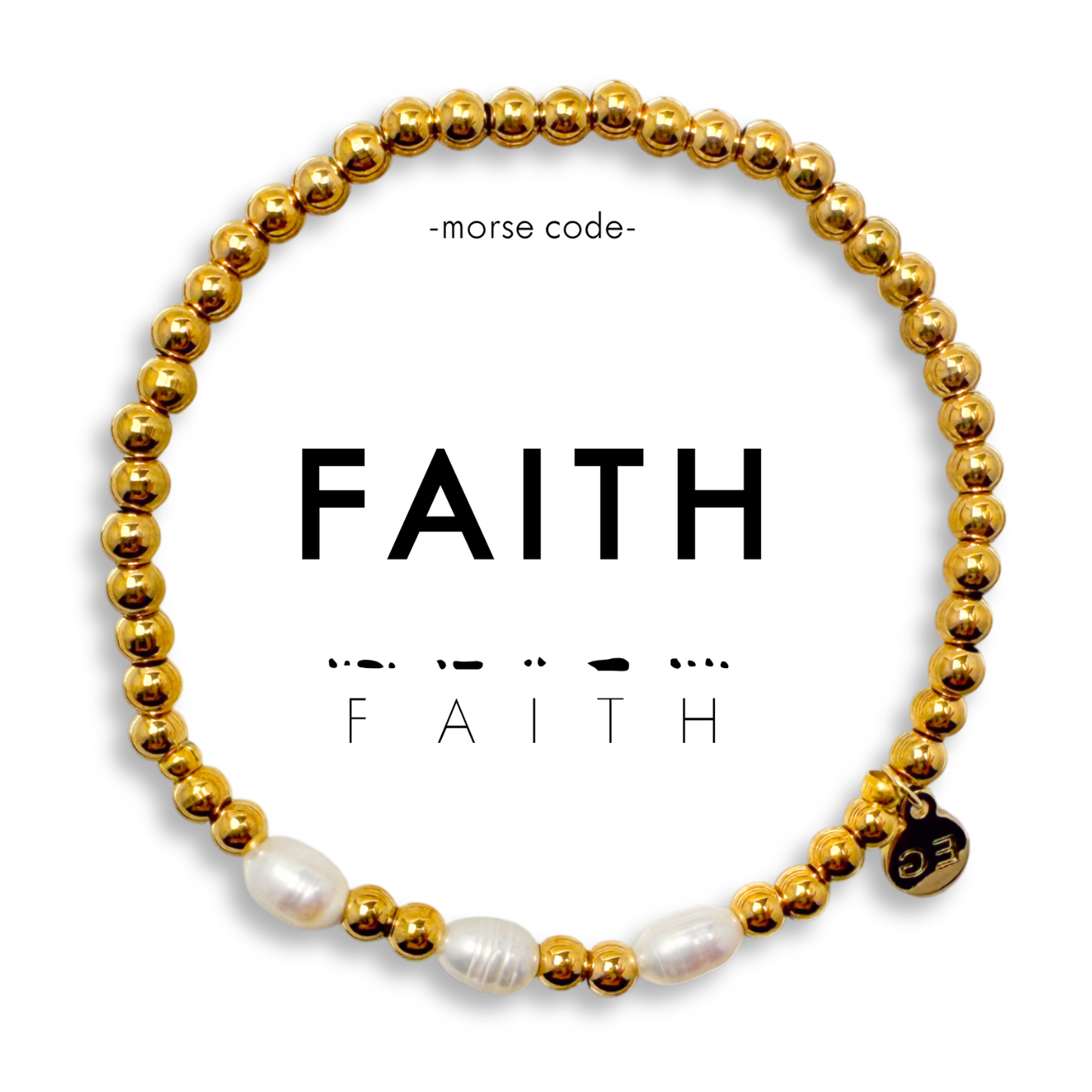 Morse Code Pearl & Gold Bracelet | FAITH