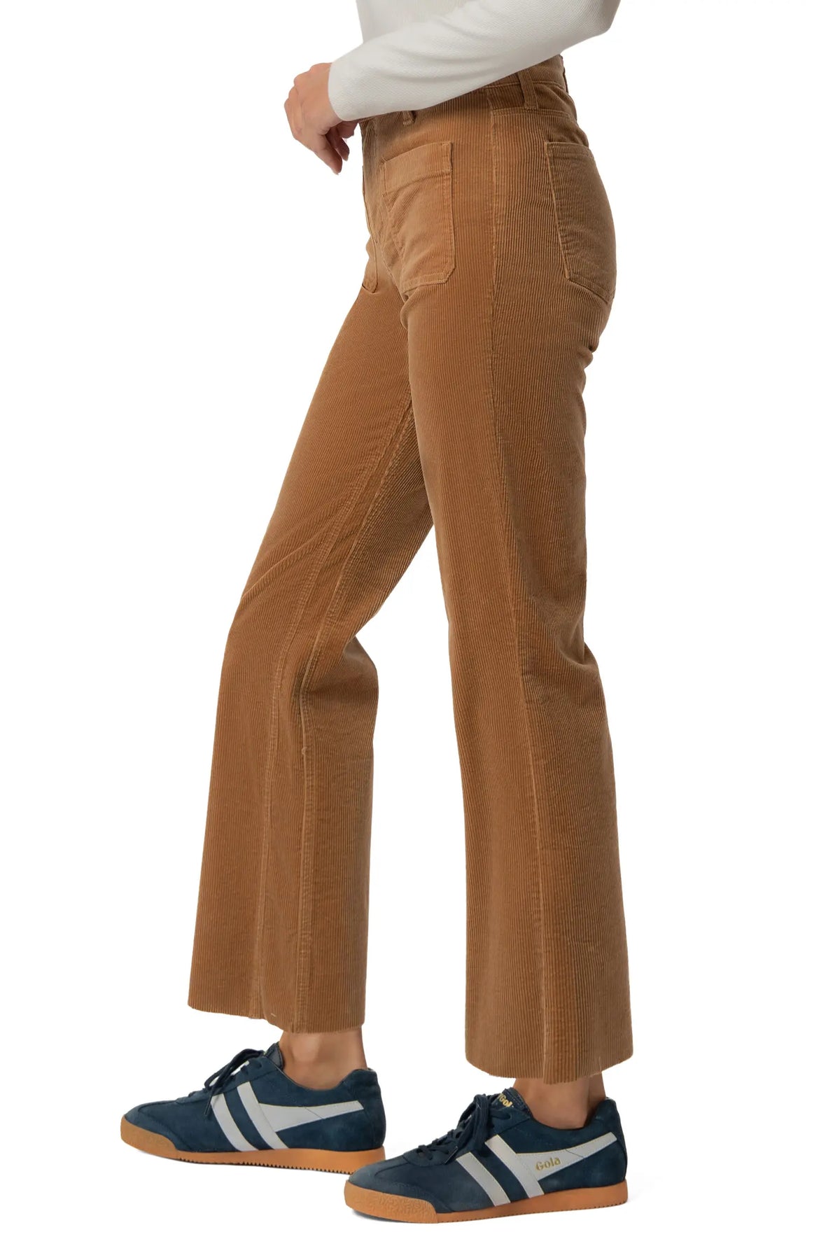 Kelsey Ankle Flare Pants in Camel Corduroy