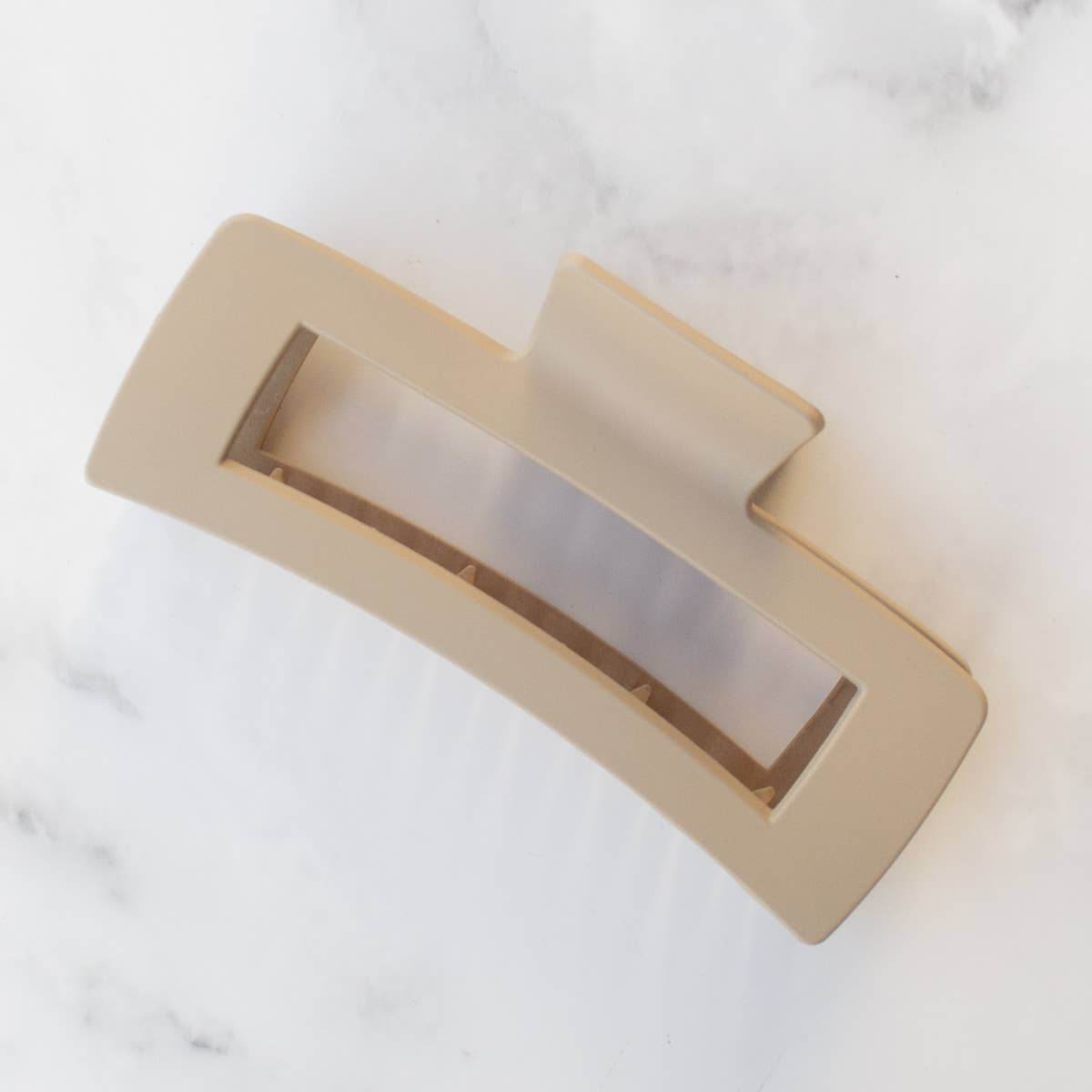 Jumbo Square Hair Clip: Ice Beige