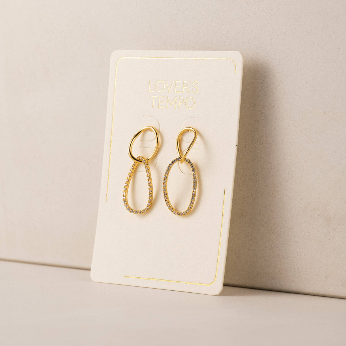 Encore Pavé Small Linked Hoop Earrings in Gold