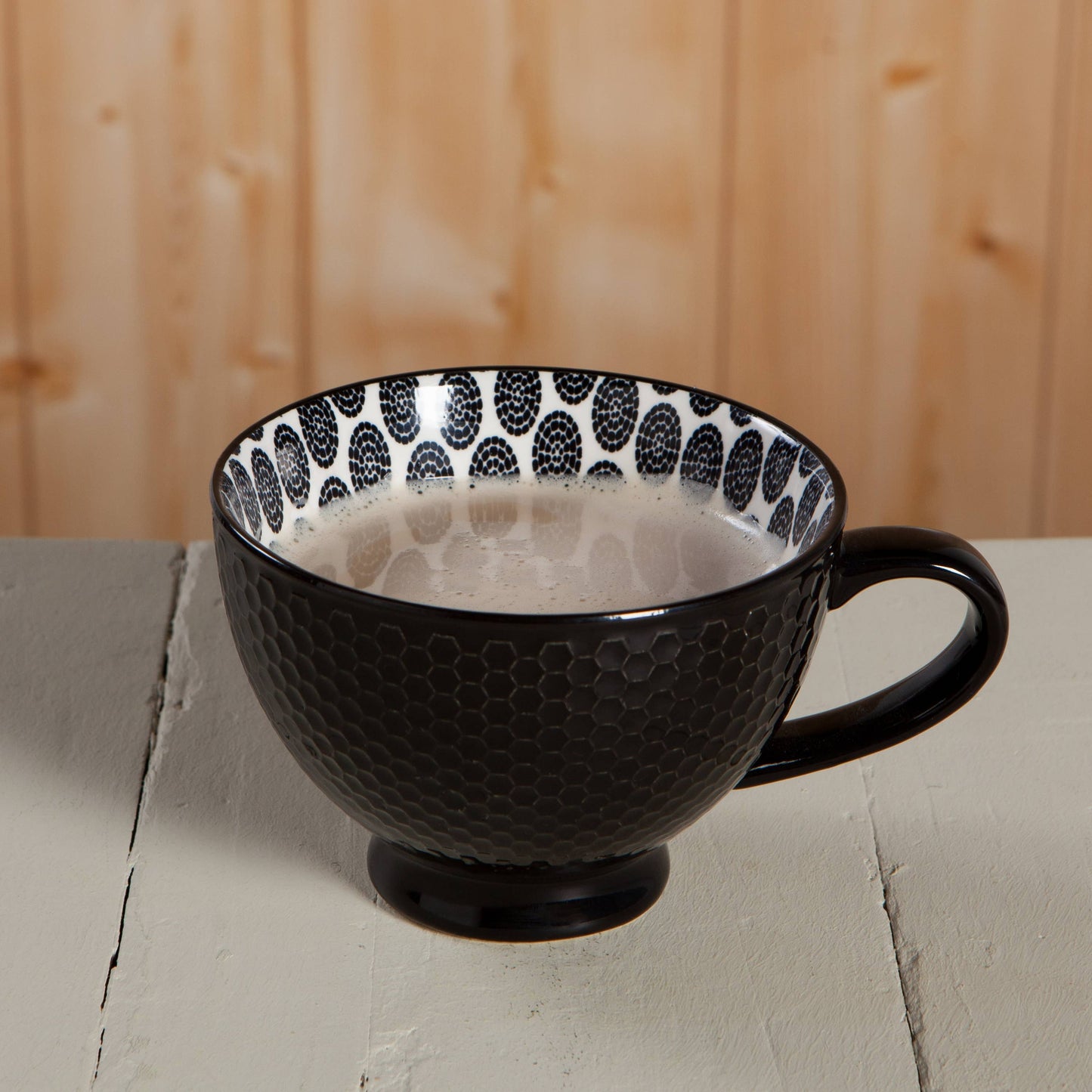 Black Stamped Latte Mug