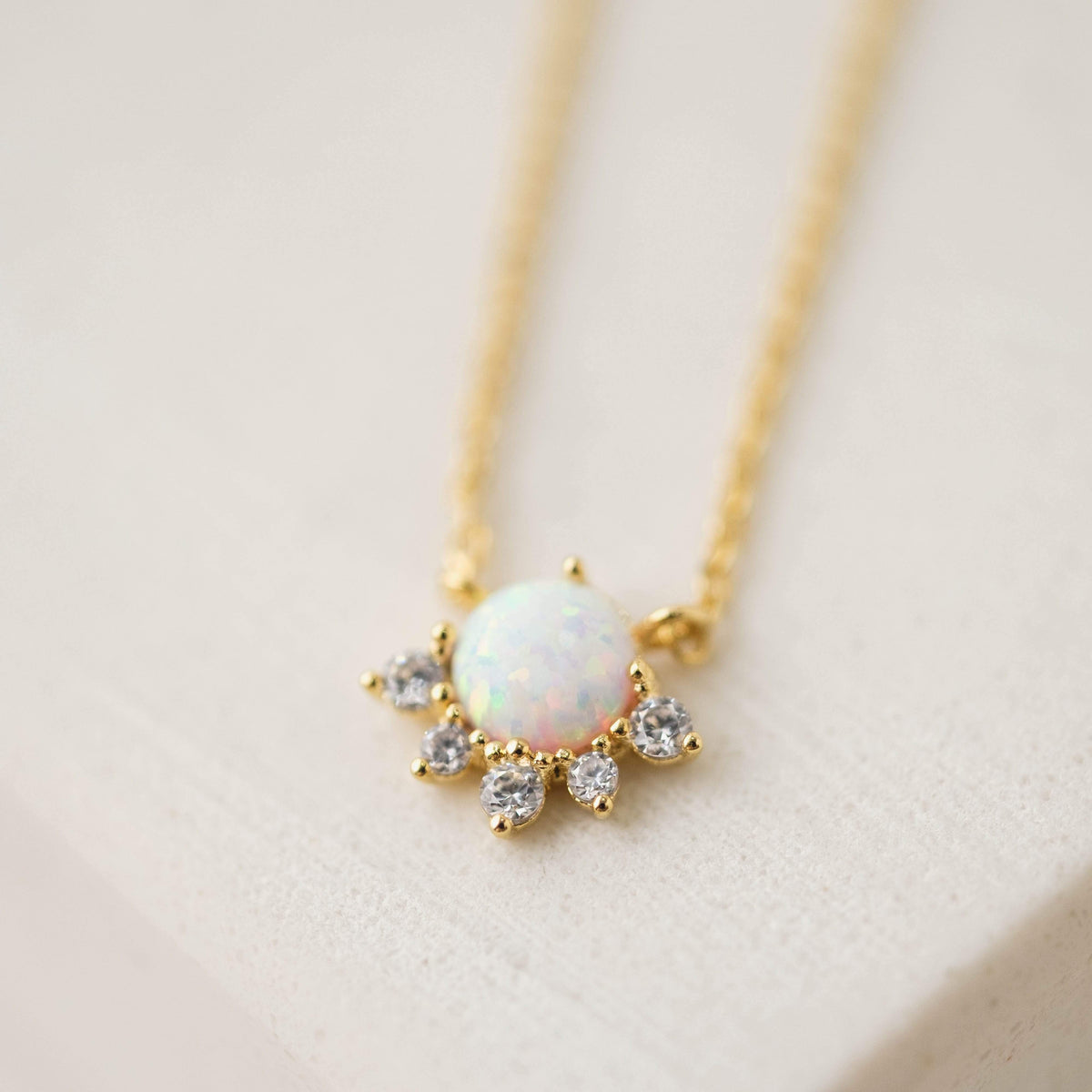Juno Necklace in Gold + Opal