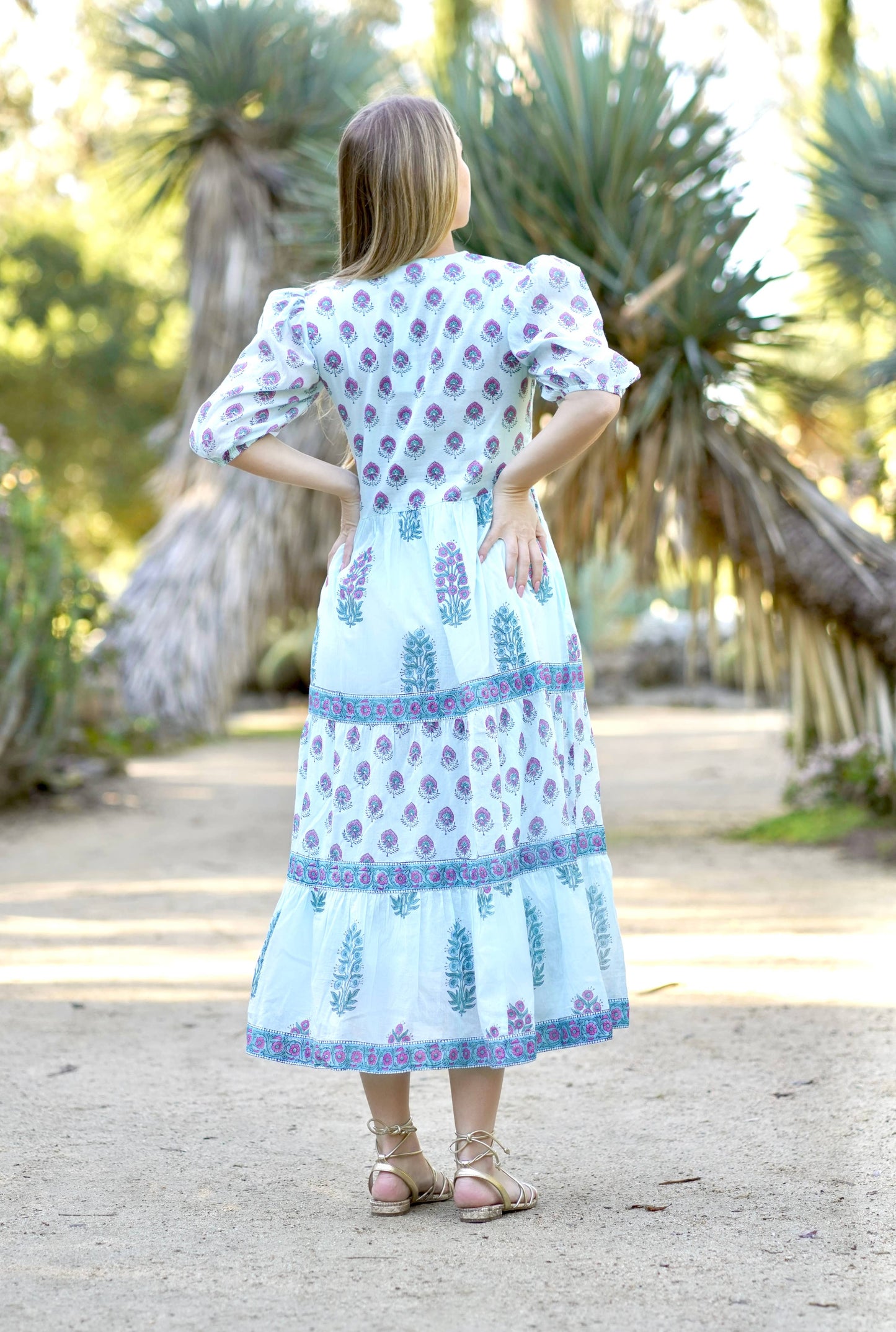 Remi Block Print Maxi Dress Lt. Blue