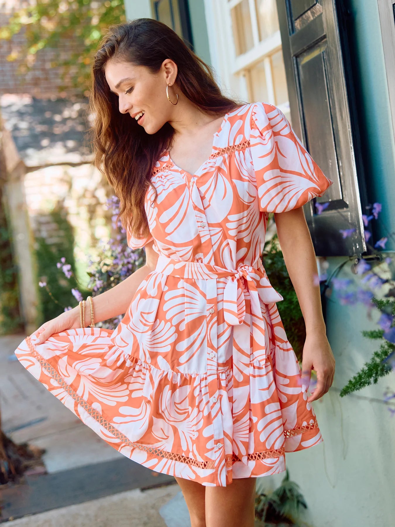 Addison Dress in Sail Away Coral