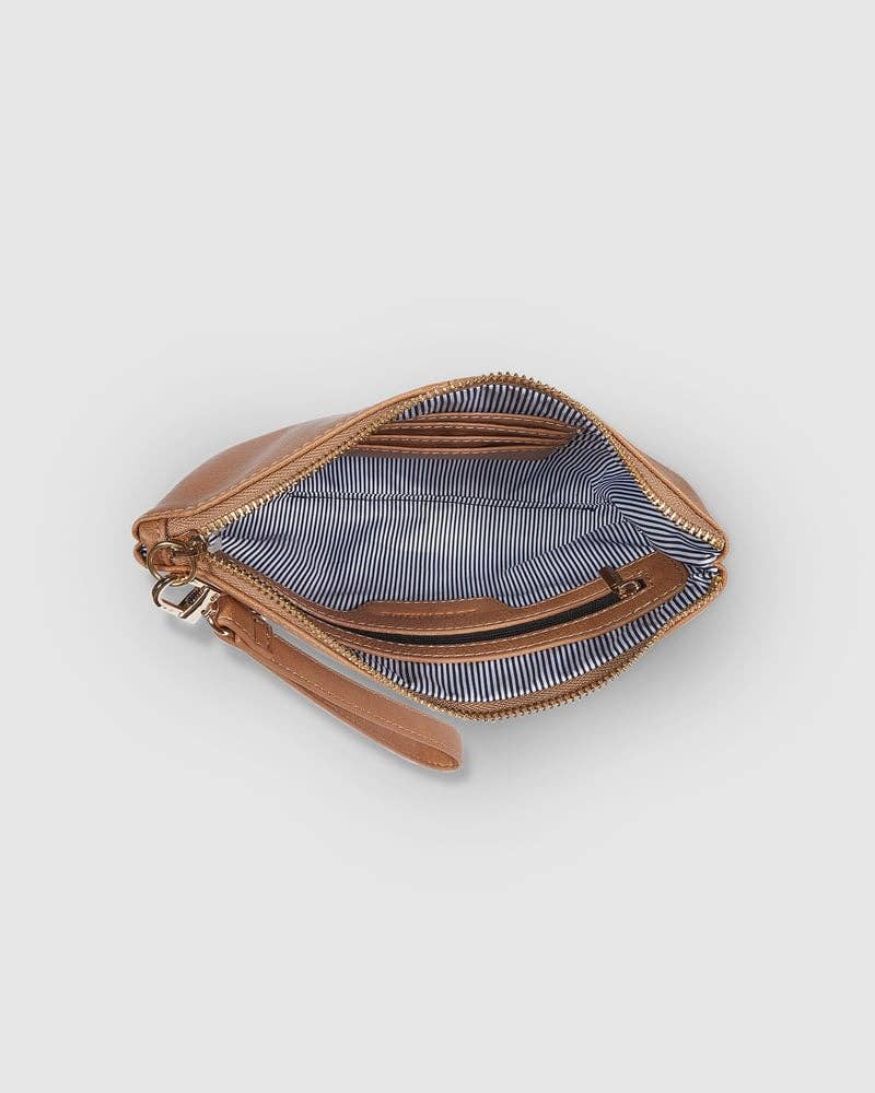 Mimi Logo Wristlet in Camel