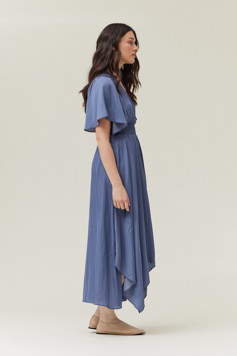 Unbalanced Skirt Maxi Dress in Indigo