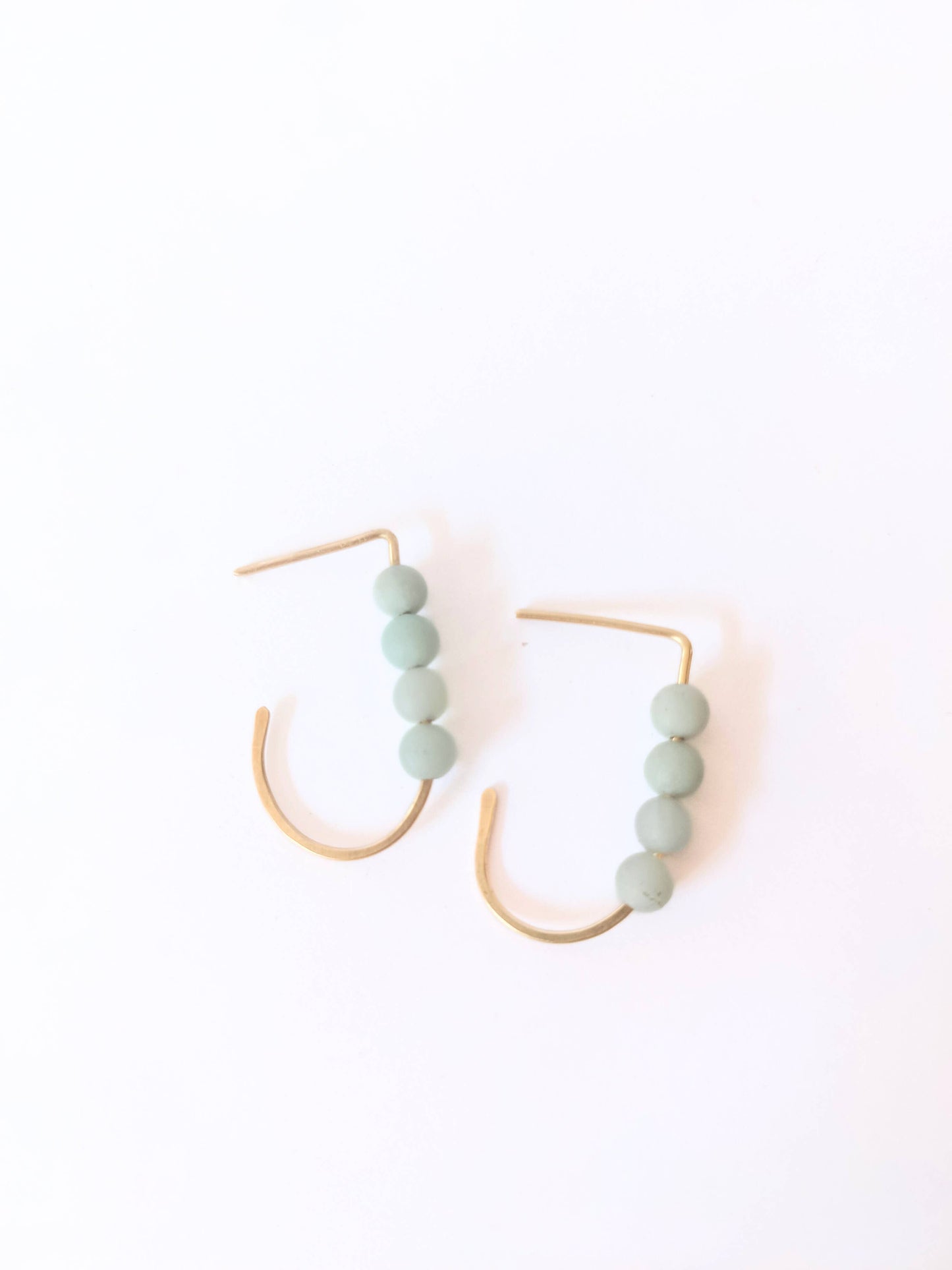 Jordan Amazonite Beaded J-Hoop Earrings in 14K Gold Filled