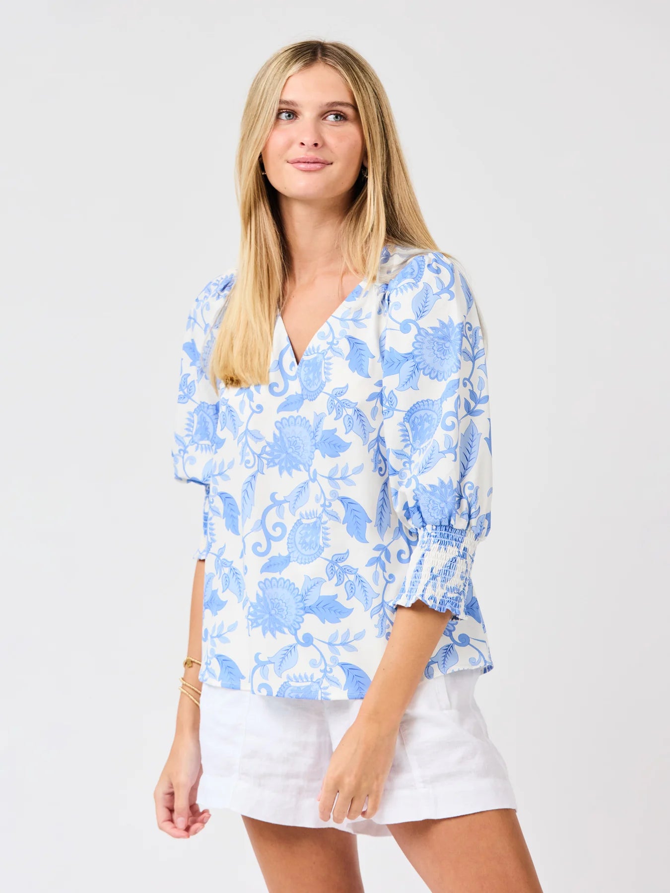 Ashlyn Top Porcelain Vines Blue