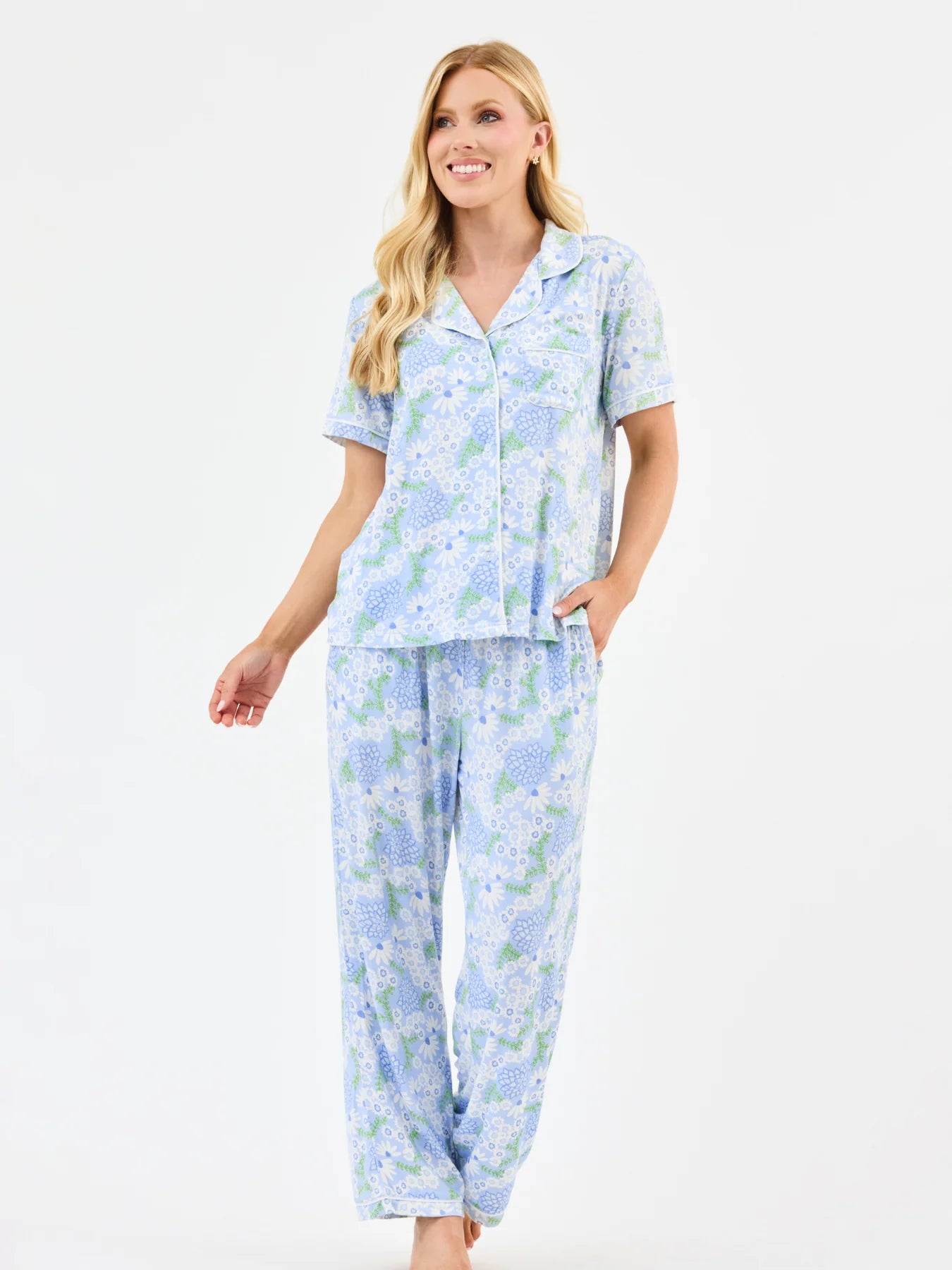 Charlotte Pajama Pant Set in Daisy Chain