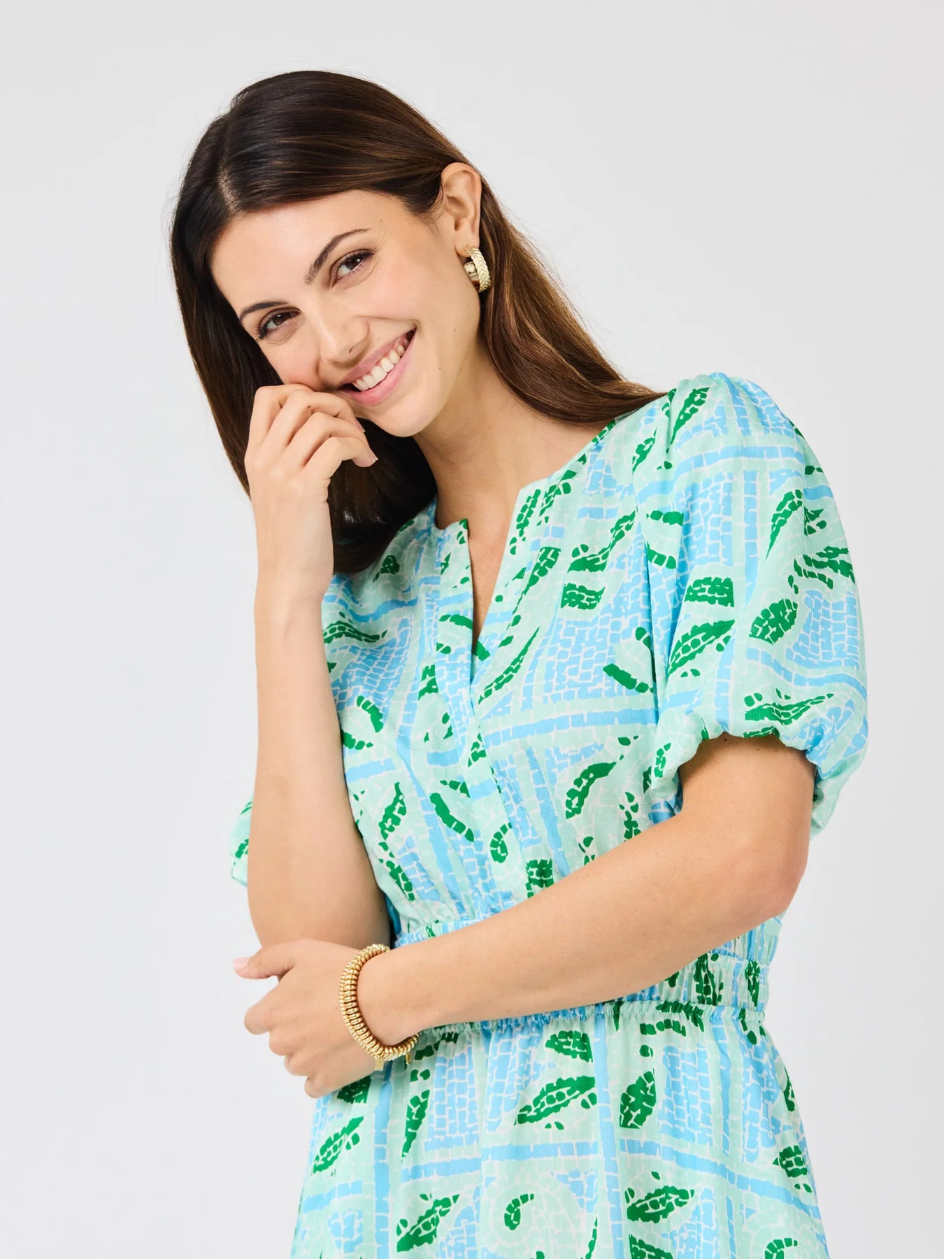 Tracey Dress in Trellis Tiles