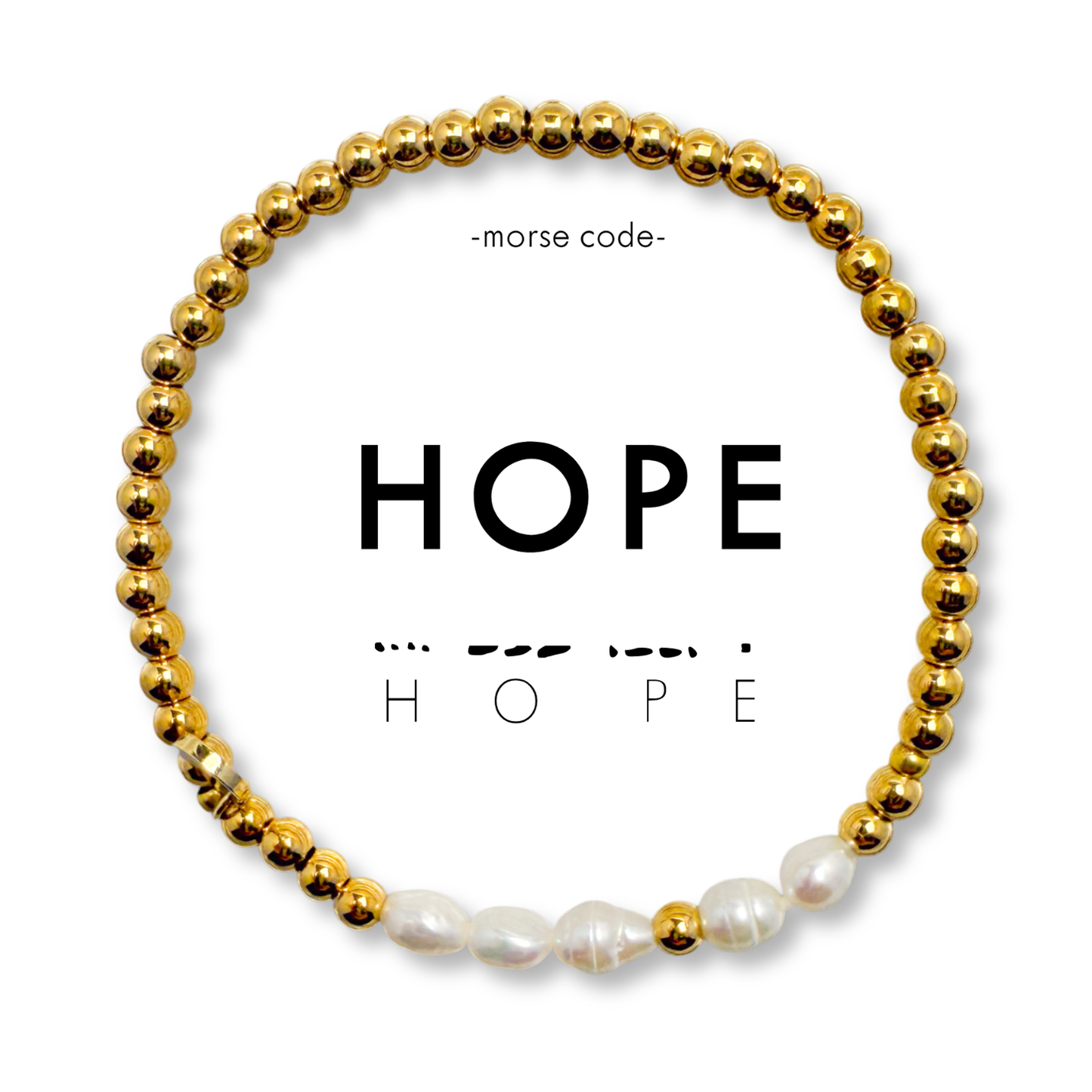 Morse Code Pearl & Gold Bracelet | HOPE