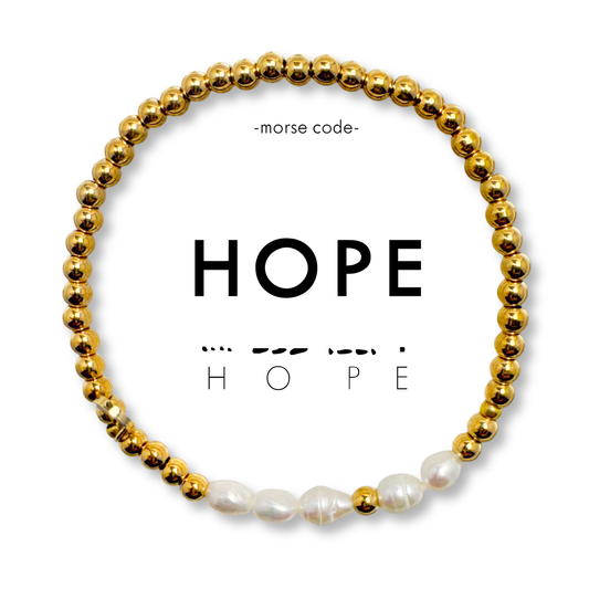 Morse Code Pearl & Gold Bracelet | HOPE