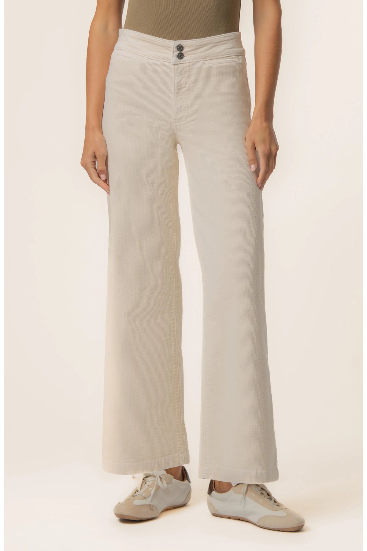 Kut from the Kloth Meg Wide-Leg Corduroy Pants in Ivory - product photo