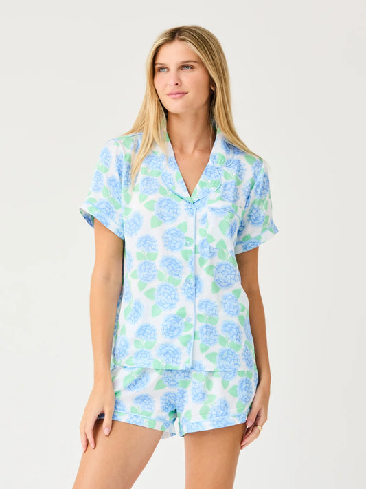 Charlotte Pajama Short Set in Summerfair Blue