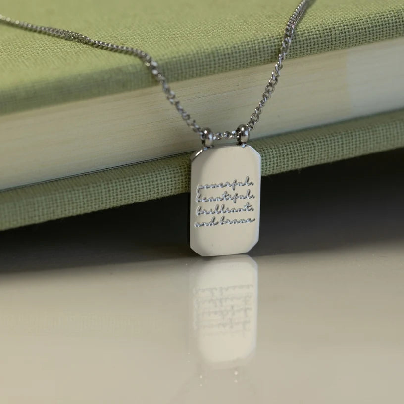 Powerful, Beautiful, Brilliant, and Brave Necklace in Silver