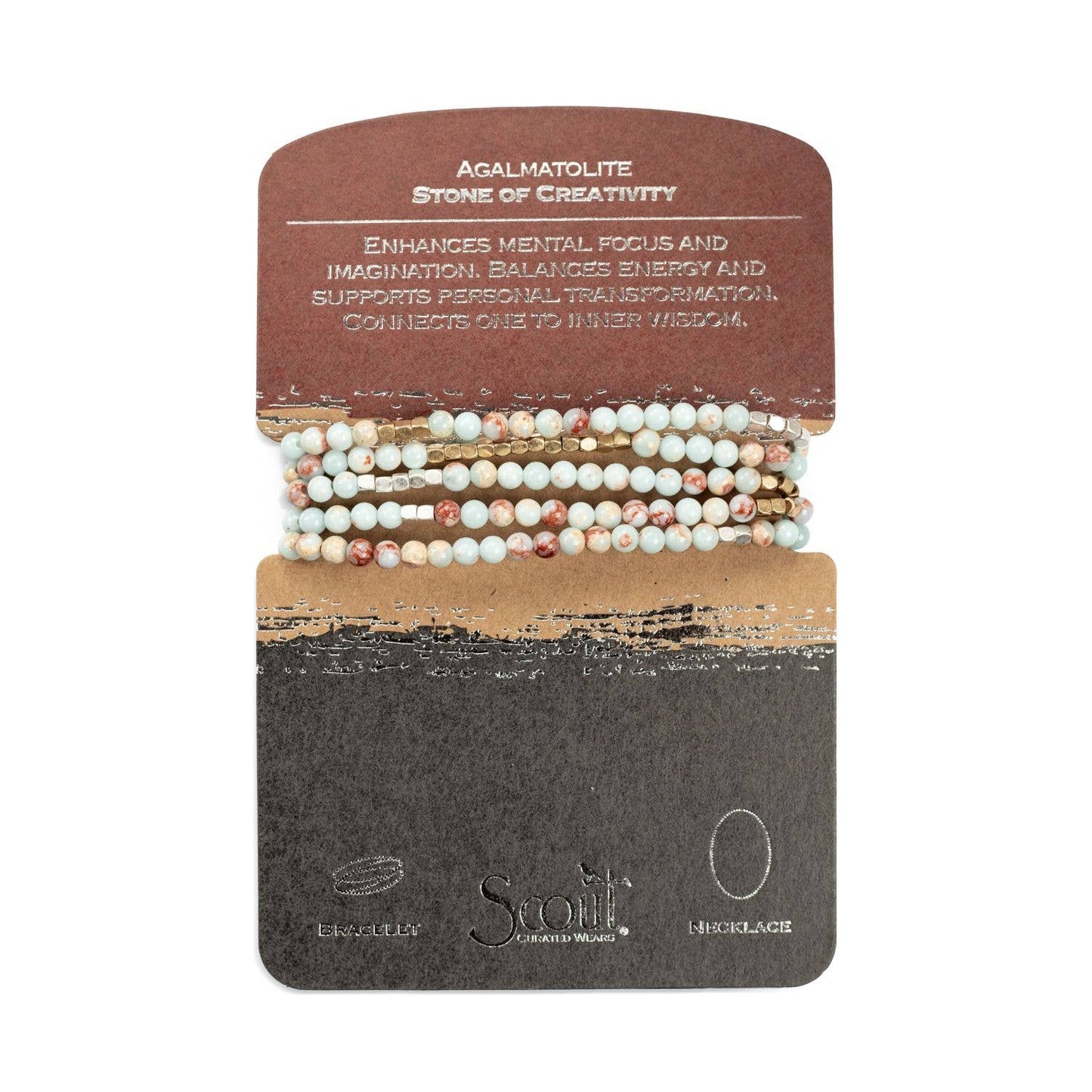 Stone Wrap in Agalmatolite/Silver/Gold