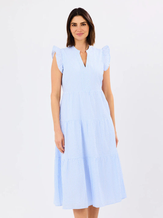 Kari Dress in Blue & White