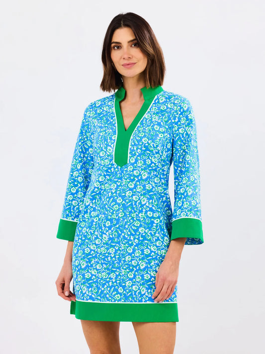 Brenda Dress in Meadow Line Blue