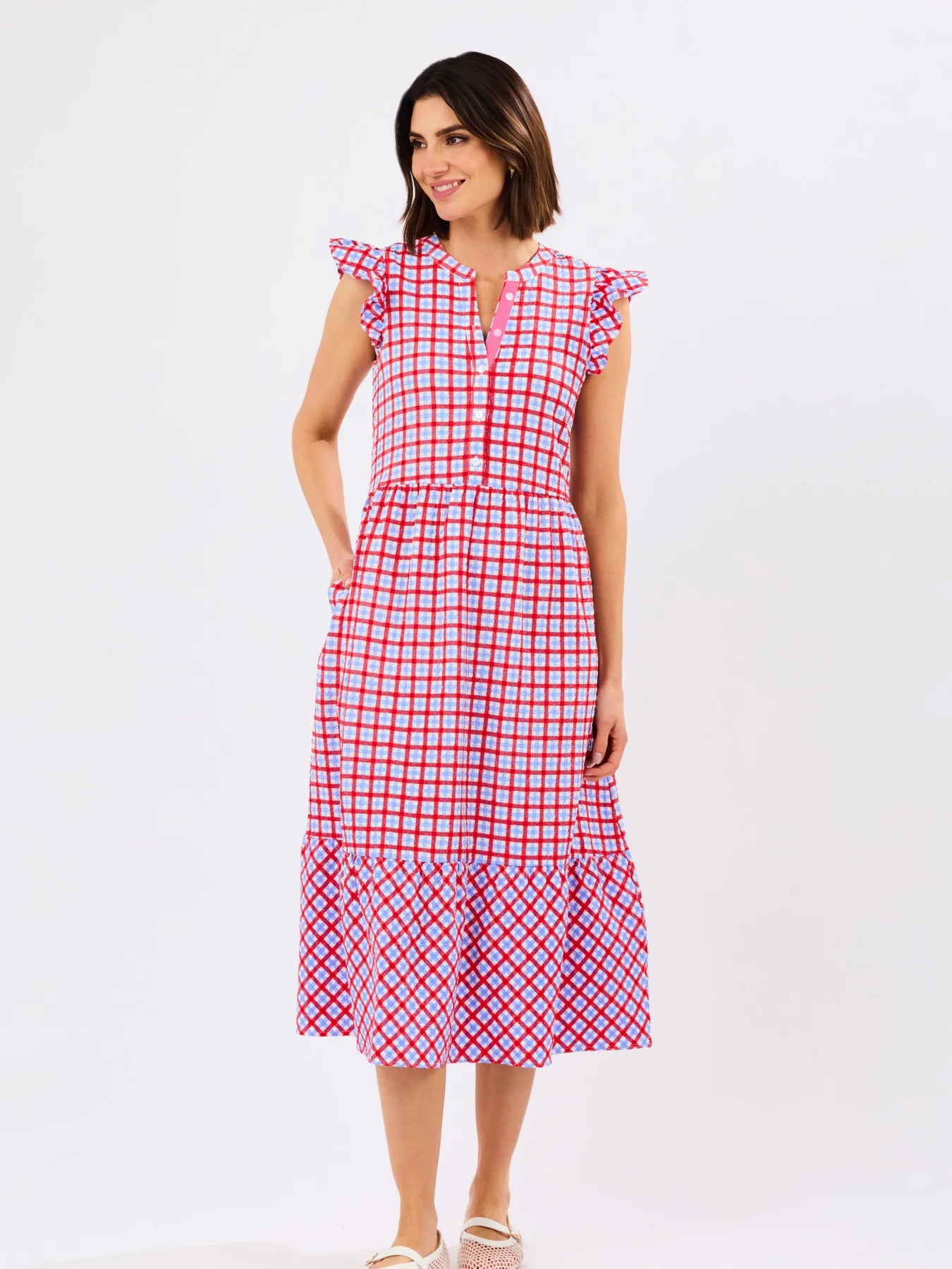 Riley Dress in Red & Blue Gingham